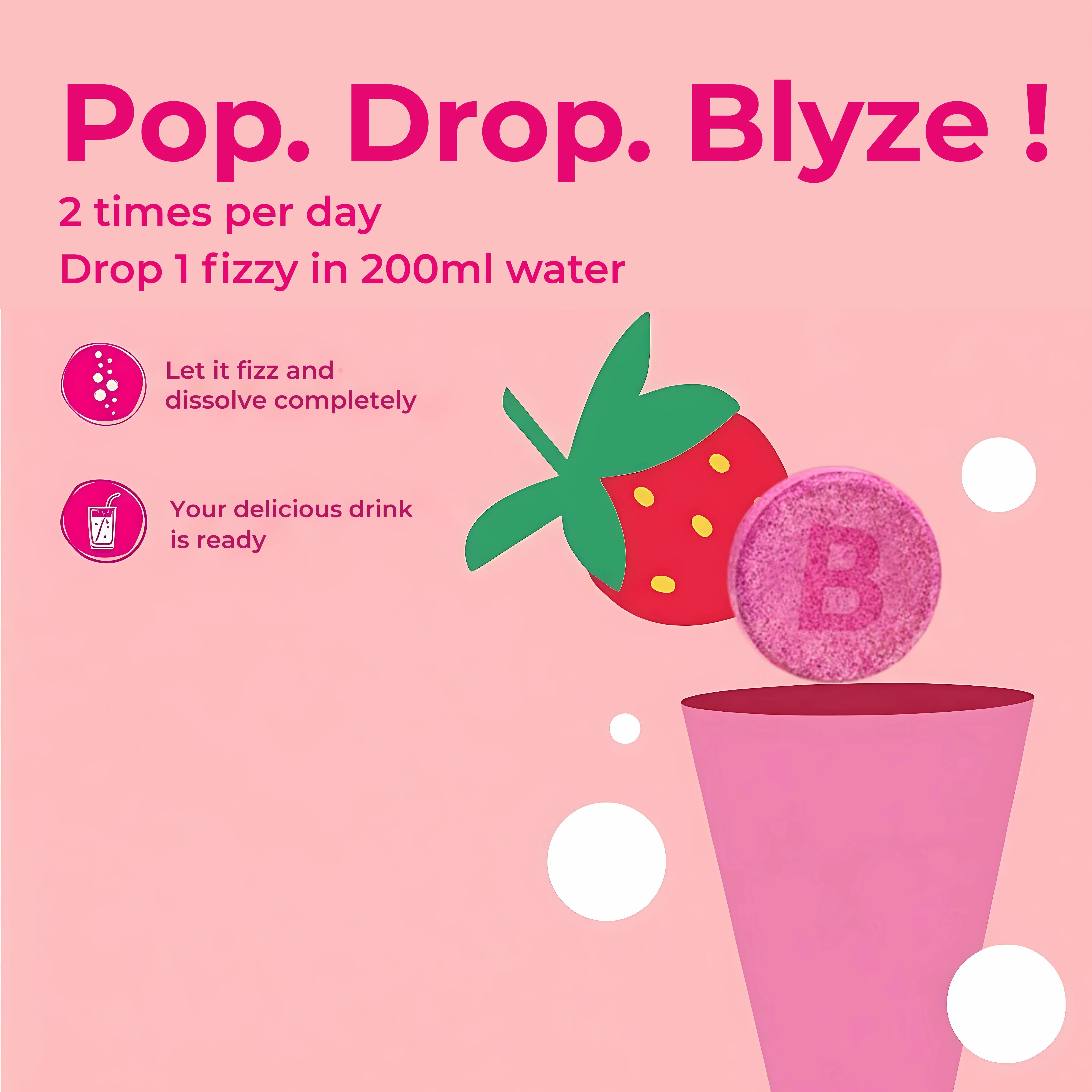 Rizz Glow 3000 – Glutathione & Antioxidant Effervescent Tablets | Hyaluronic Acid | Strawberry