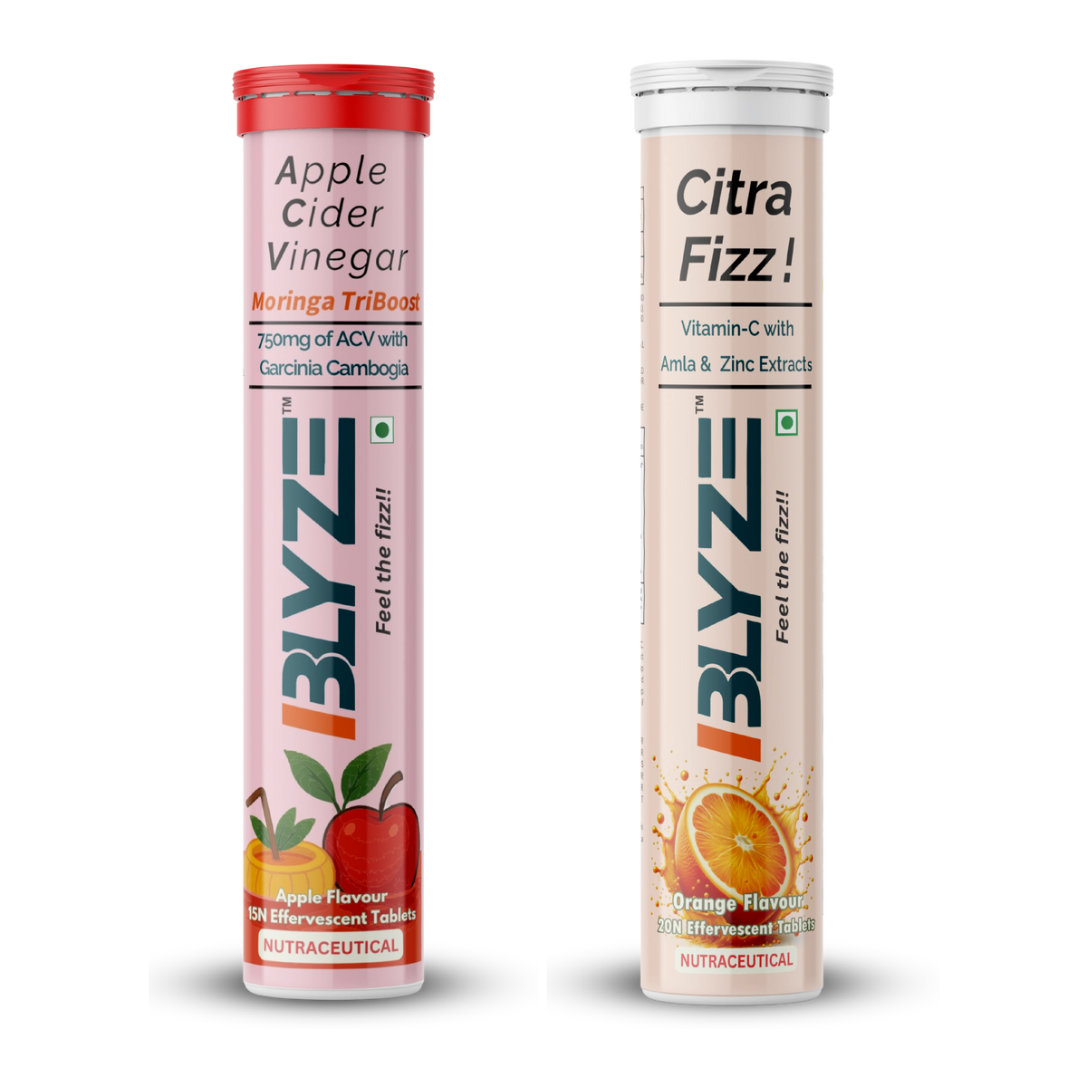 Clean Energy Combo: ACV Moringa TriBoost (Apple Flavor) & Citra Fizz (Orange Flavor) Pack of 2