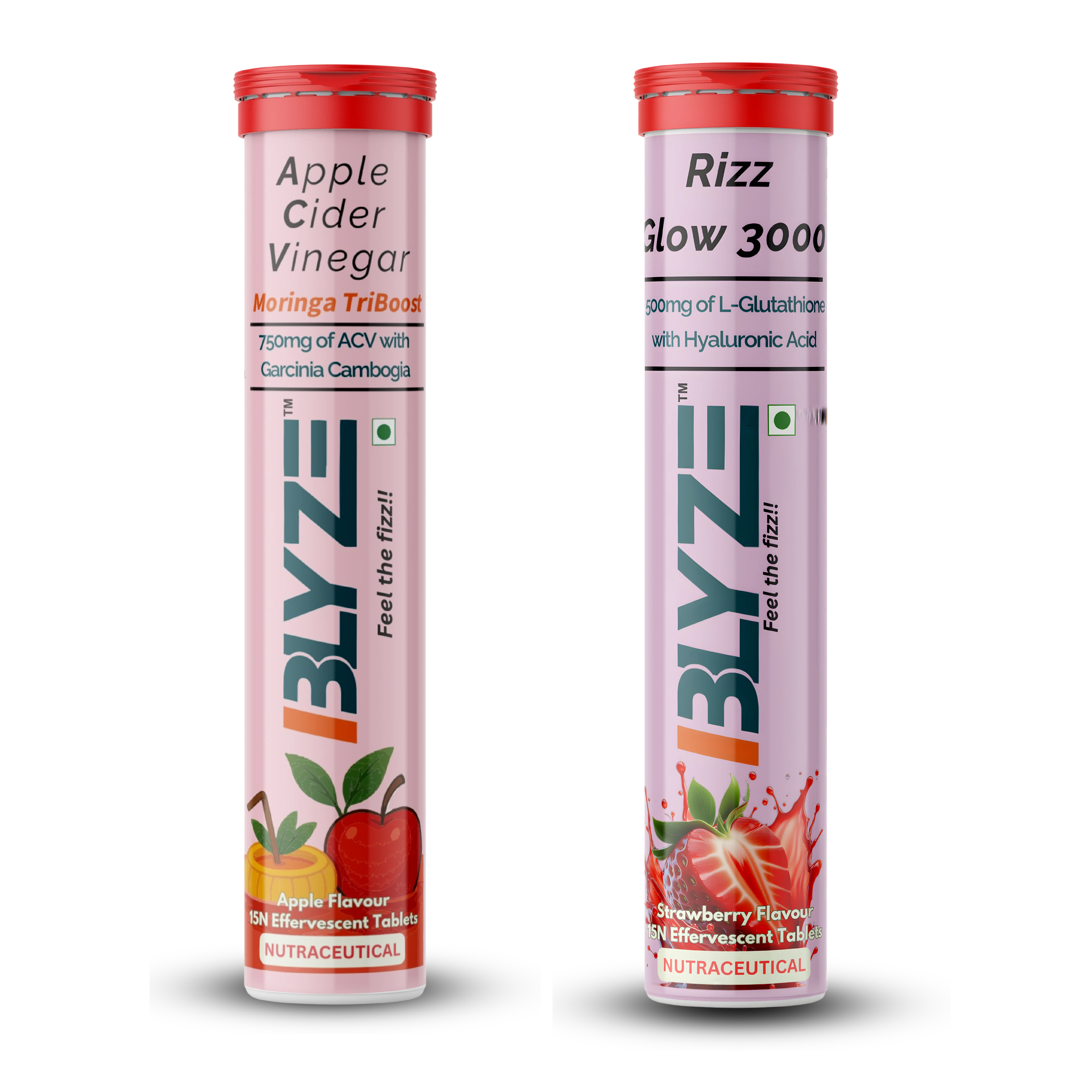 Gut & Glow Pack: ACV Moringa TriBoost (Apple Flavor) and Rizz Glow 3000 (Strawberry Flavor)Pack of 2
