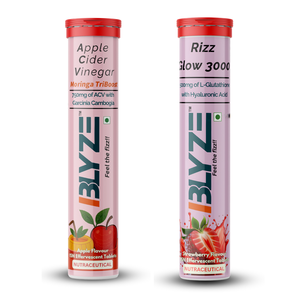 Gut & Glow Pack: ACV Moringa TriBoost (Apple Flavor) and Rizz Glow 3000 (Strawberry Flavor)Pack of 2