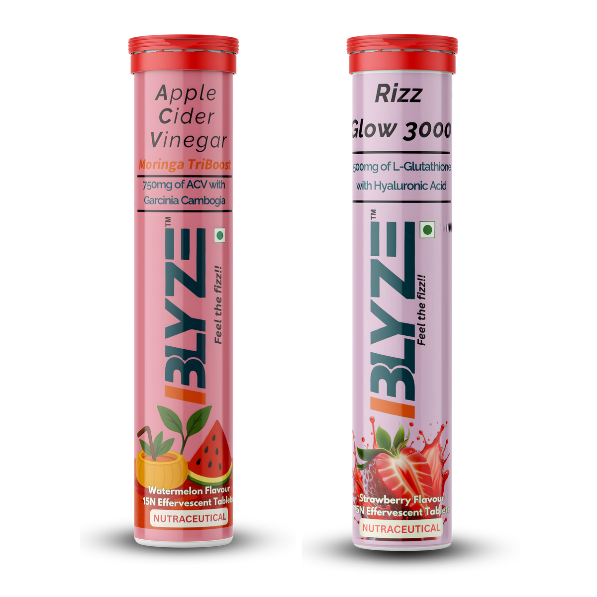 Gut & Glow Pack: ACV Moringa TriBoost (Watermelon Flavor) and Rizz Glow 3000 (Strawberry Flavor) Pack of 2