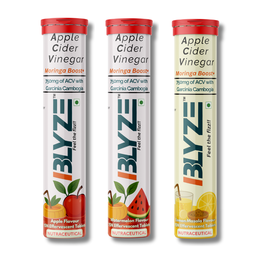The Gut Trio: ACV Moringa Boost: Apple cider vinegar+ Moringa + Garcinia (Apple Flavour, Watermelon Flavour, Lemon Masala flavor) Pack of 3