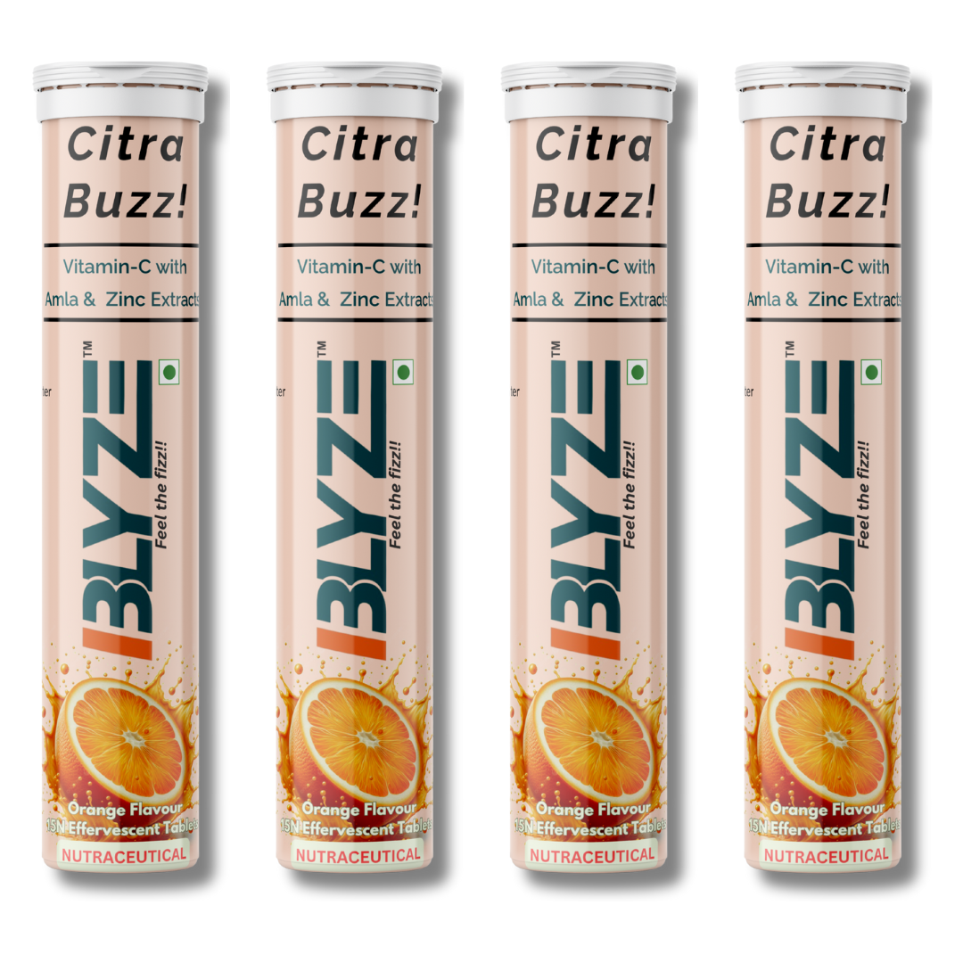 Citra Buzz: Vitamin C + Zinc + Amla Extracts (Orange Flavour) Pack of 4