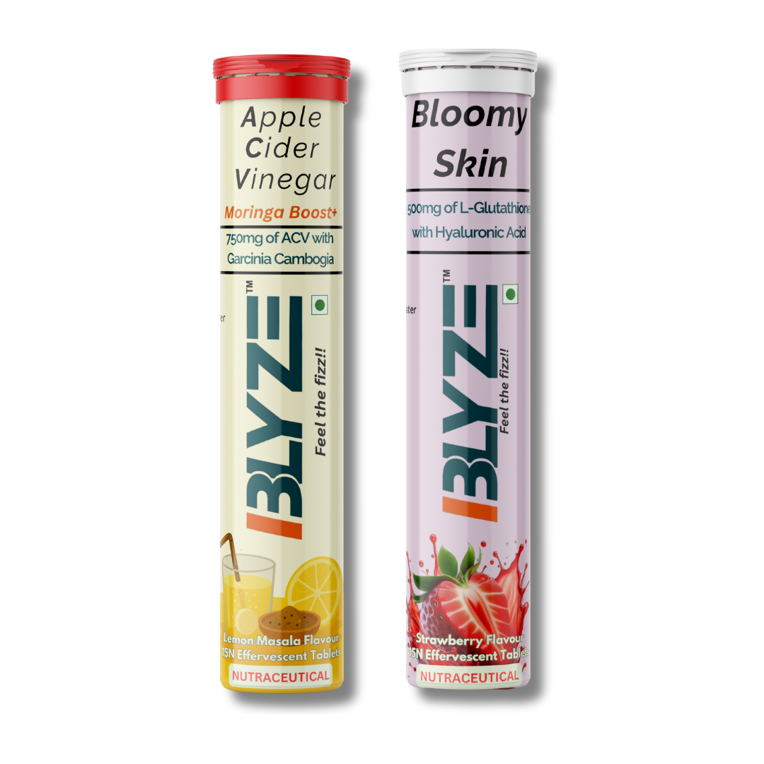 Gut & Glow Pack: ACV Moringa Boost (Lemon Masala Flavour) and Bloomy Skin (Strawberry Flavor)Pack of 2